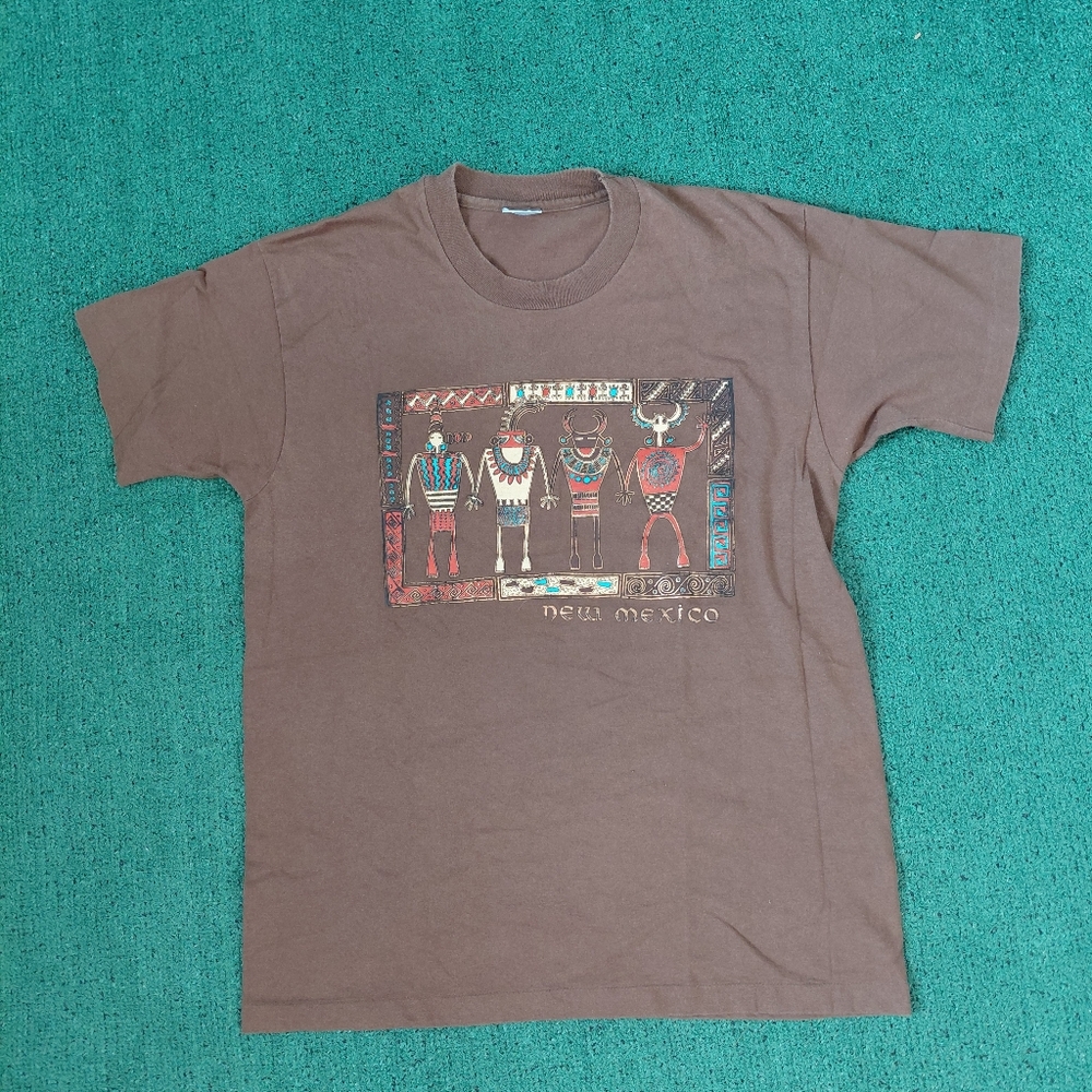 VINTAGE New Mexico Aztec Design T Shirt Size Large
